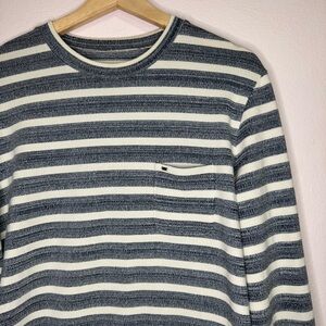 Obey Propaganda Men’s Striped Navy and White Shirt